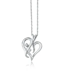 .03 Carat Diamond Heart Necklace in 14k White Gold