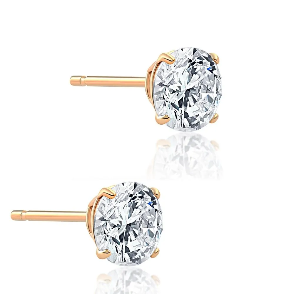 1 1/2ct Lab Grown Diamond Studs 14k Yellow Gold Earrings