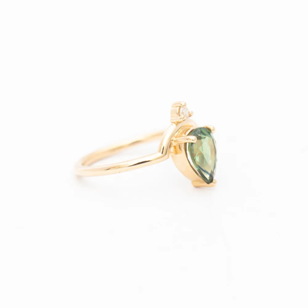 1.24 ct Australian Nestled Pear Sapphire Ring