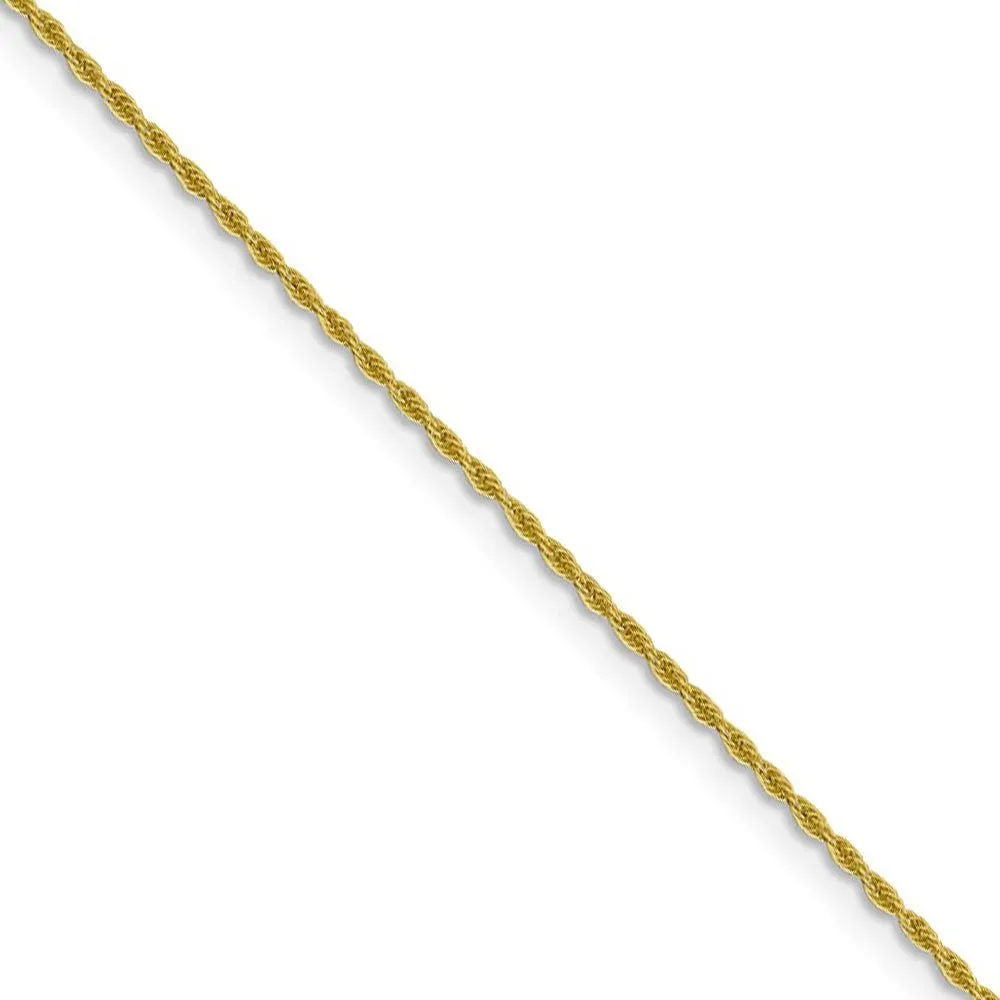 1.2mm 10k Yellow Gold Diamond Cut Loose Rope Chain Necklace