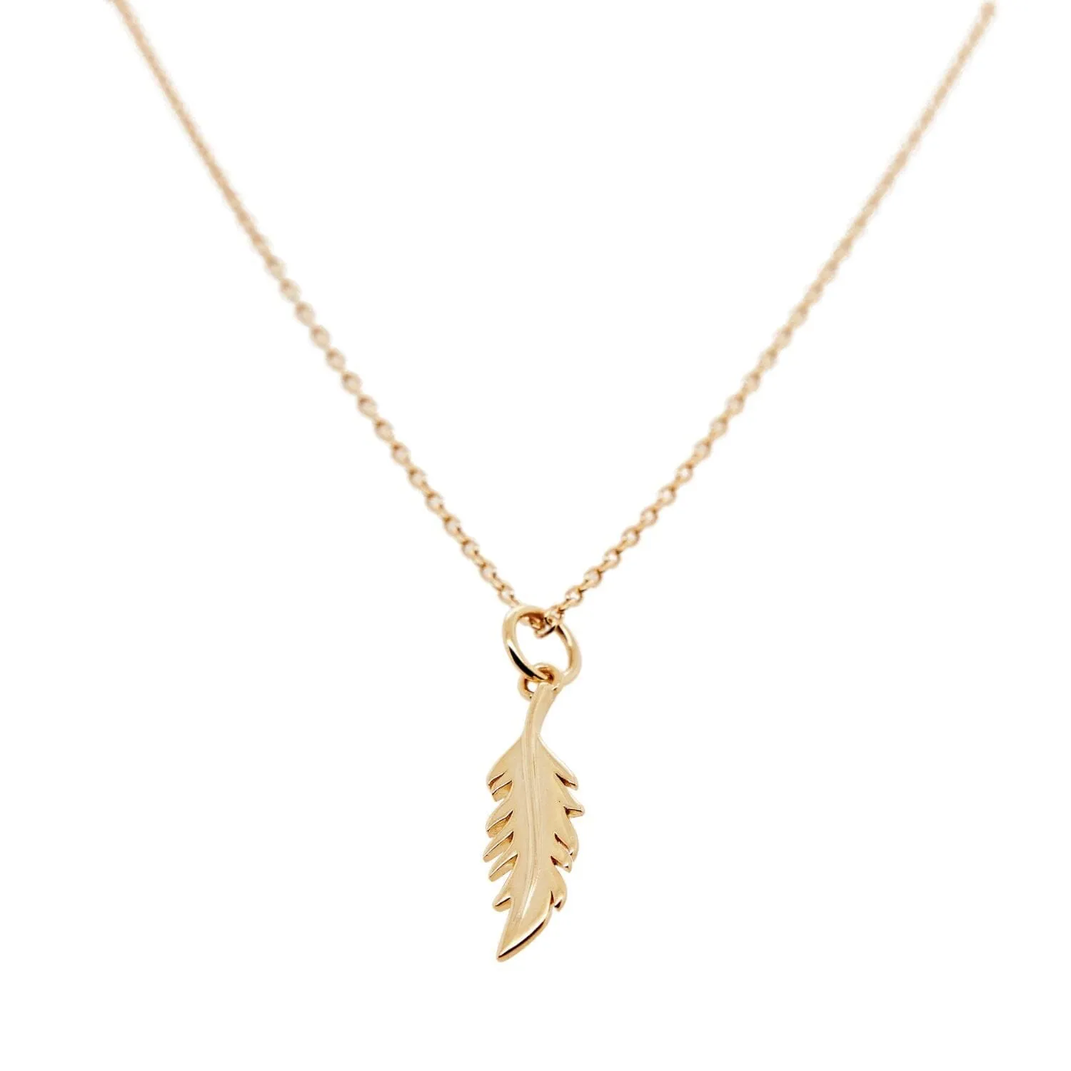 14k Gold Vertical Flamingo Feather Charm by Lindsey Gurk