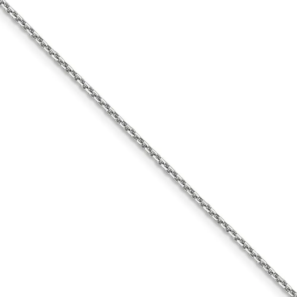 1.4mm 10k White Gold Solid Diamond Cut Cable Chain Necklace