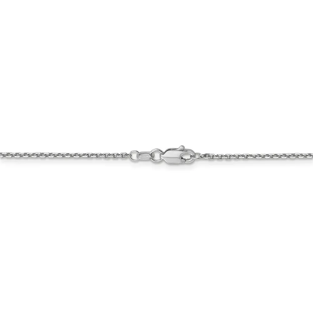 1.4mm 10k White Gold Solid Diamond Cut Cable Chain Necklace