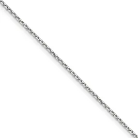 1.4mm 10k White Gold Solid Diamond Cut Cable Chain Necklace