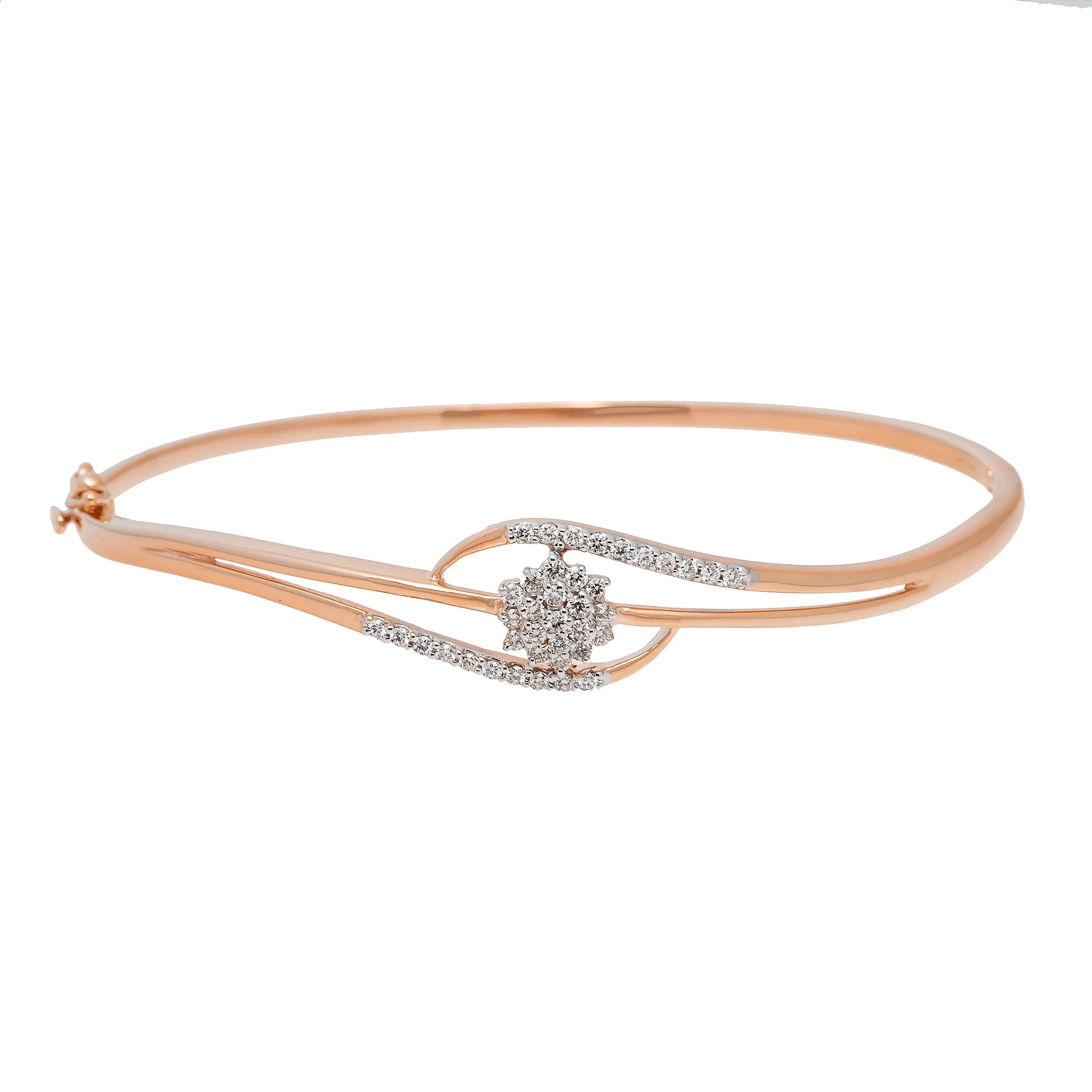 18K Rose Gold & 0.39ct Diamond Bangle (11gm)