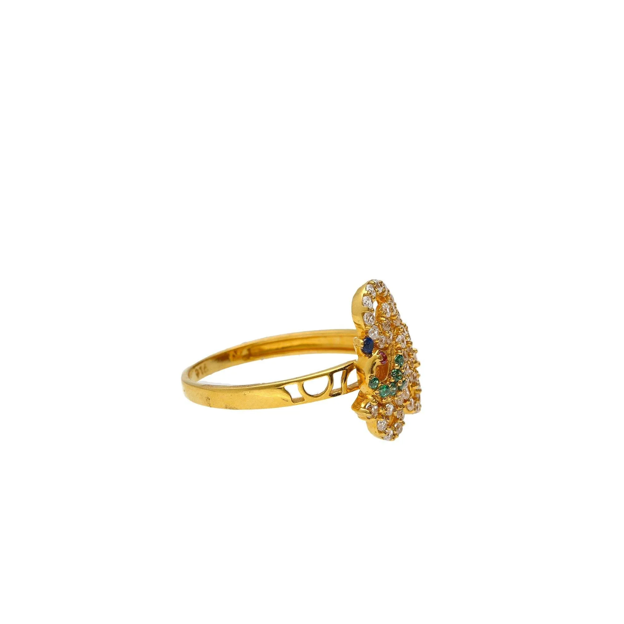 22K Yellow Gold Peacock Minimal Ring