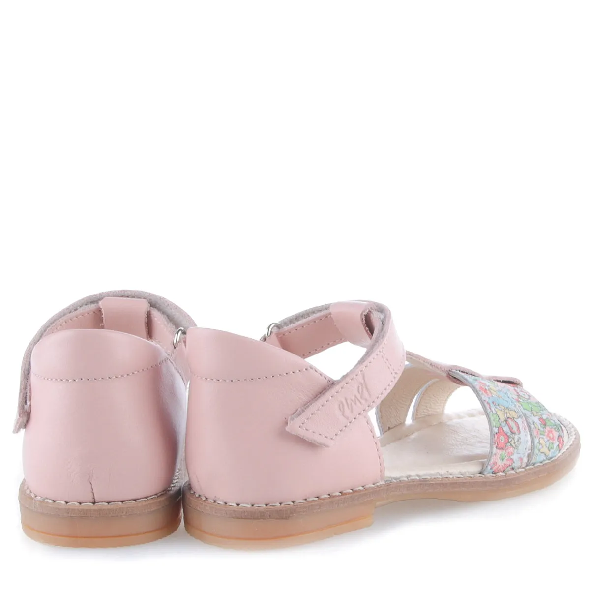 (2618-20) Emel  pink/ flower velcro sandals