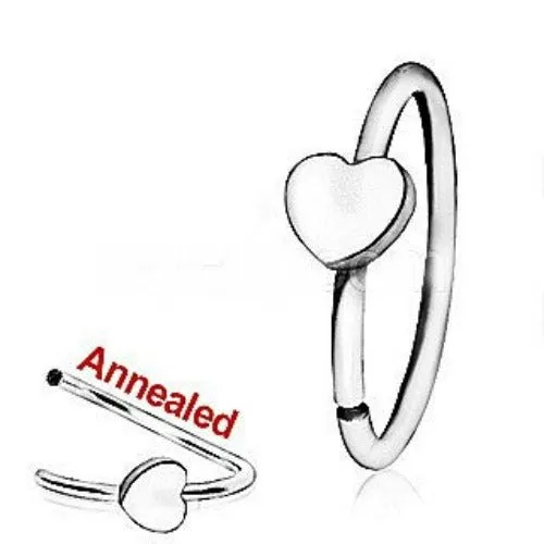 316L Surgical Steel Annealed Heart Nose Hoop