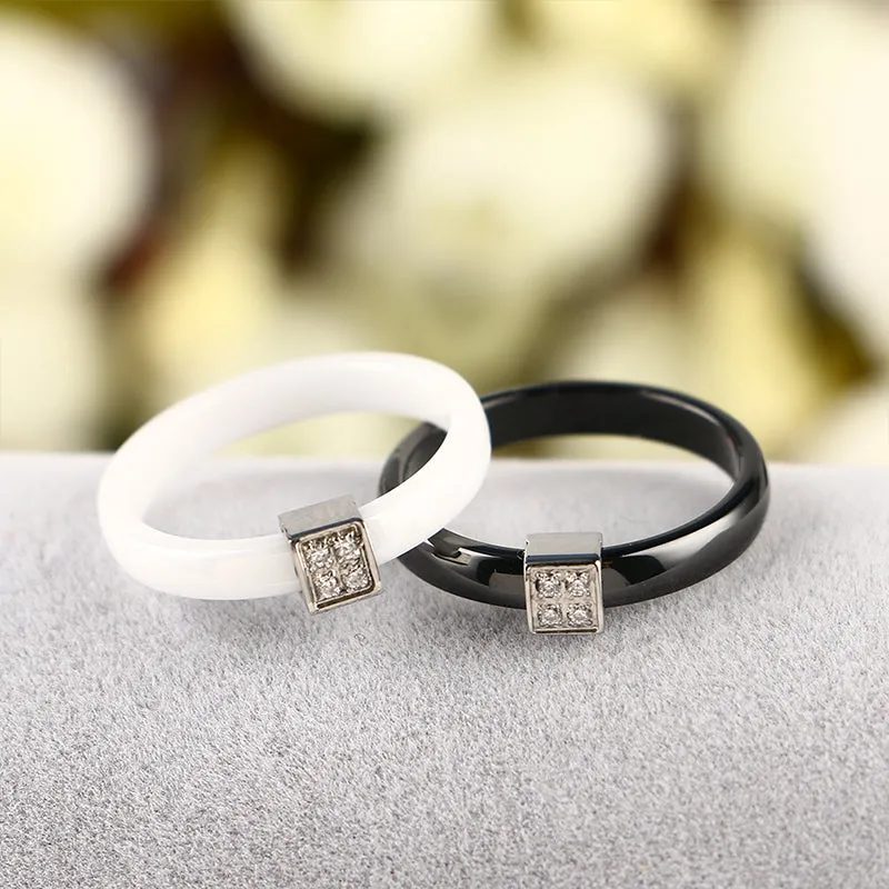 3Mm Width Smooth Ceramic Rings For Women Pink Black White Thin Pick Ceramic Ring Unique Wedding Enga