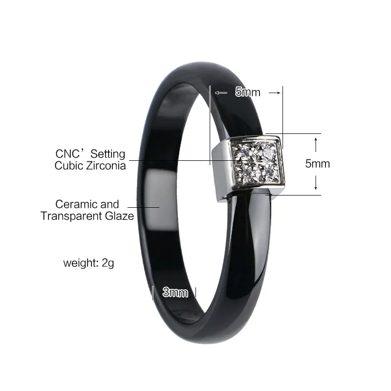 3Mm Width Smooth Ceramic Rings For Women Pink Black White Thin Pick Ceramic Ring Unique Wedding Enga