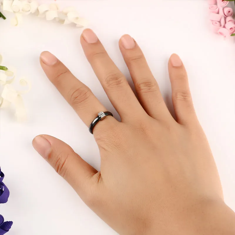 3Mm Width Smooth Ceramic Rings For Women Pink Black White Thin Pick Ceramic Ring Unique Wedding Enga