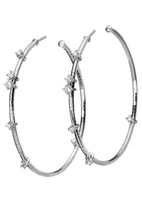 4cm White Gold Rugiada Hoop Earrings