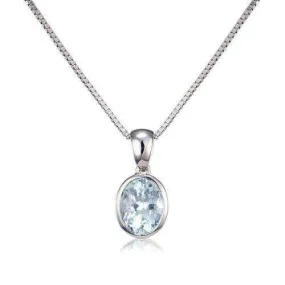 9ct White Gold Oval Aquamarine Pendant MM6E67WAQ