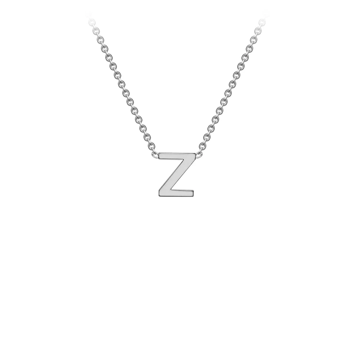 9K White Gold 'Z' Initial Adjustable Letter Necklace 38/43cm