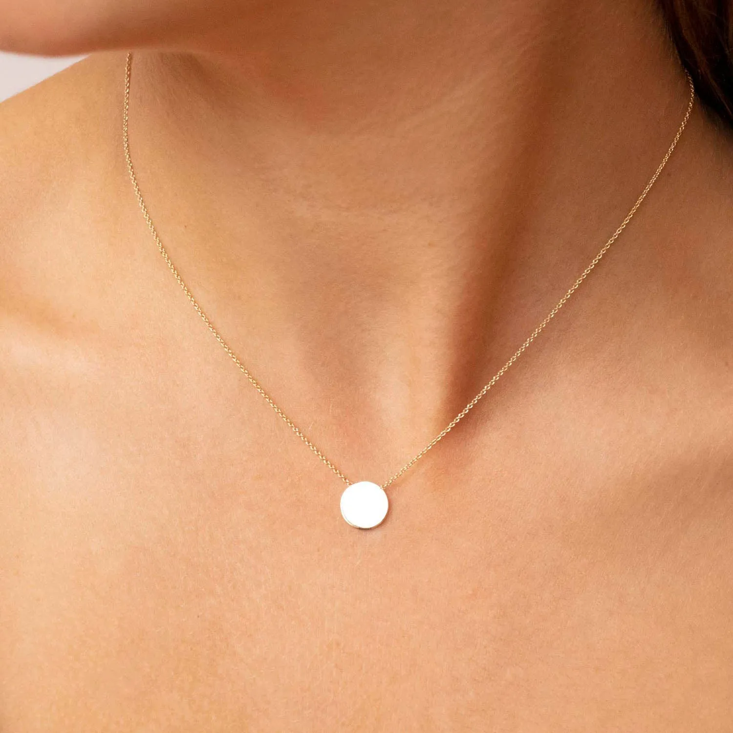 9K Yellow Gold 10mm Disc Adjustable Necklace 41cm-43cm