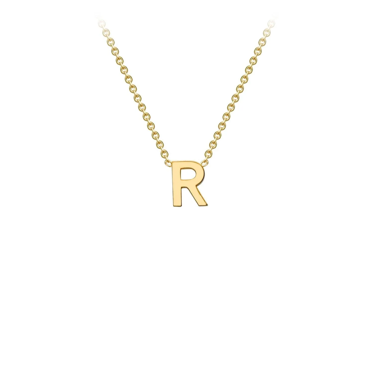 9K Yellow Gold 'R' Initial Adjustable Letter Necklace 38/43cm