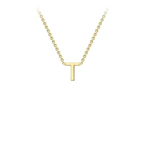 9K Yellow Gold 'T' Initial Adjustable Letter Necklace 38/43cm