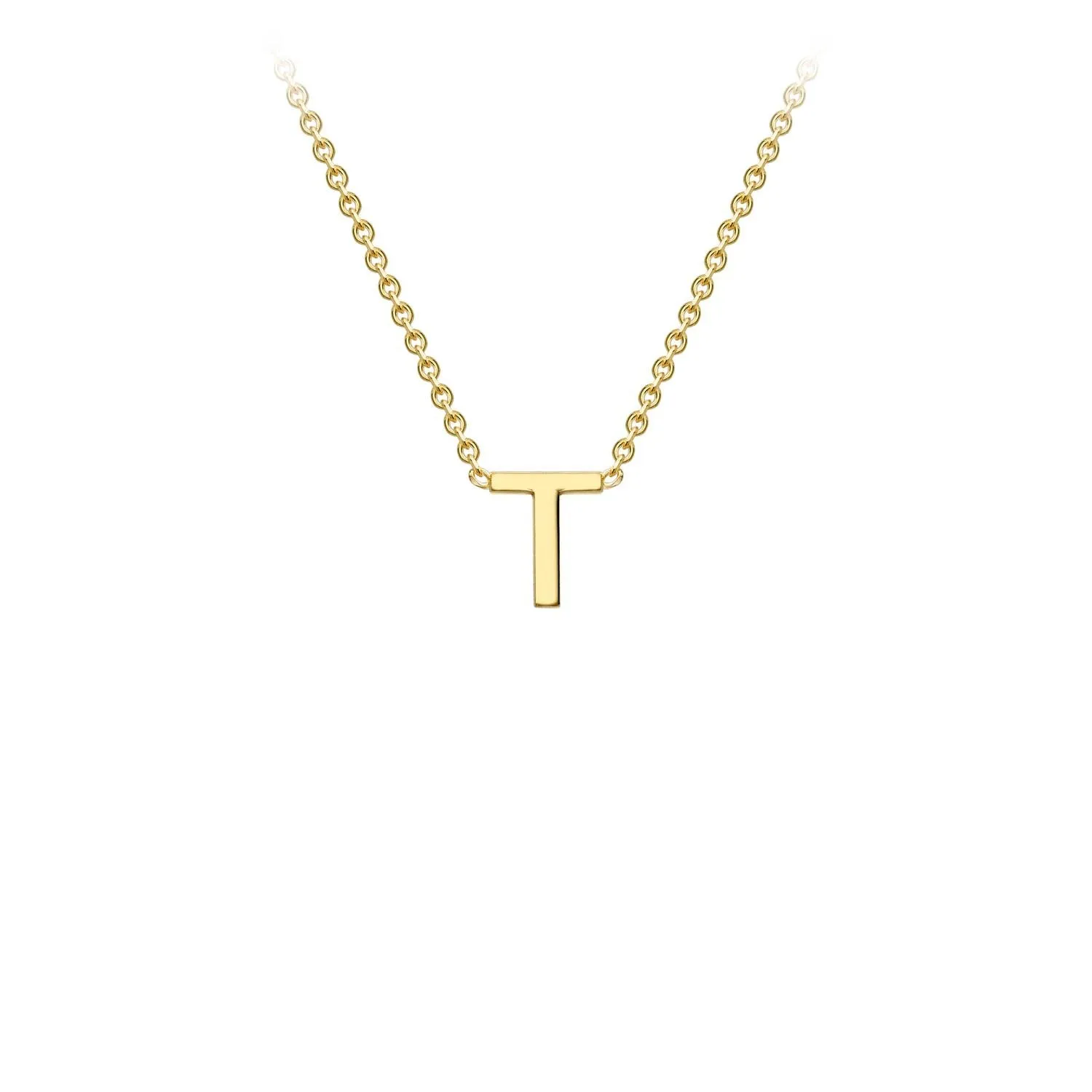 9K Yellow Gold 'T' Initial Adjustable Letter Necklace 38/43cm