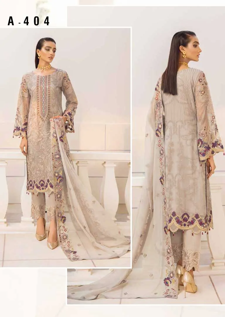 A-404R - Readymade - Ramsha Chevron Chiffon Suit