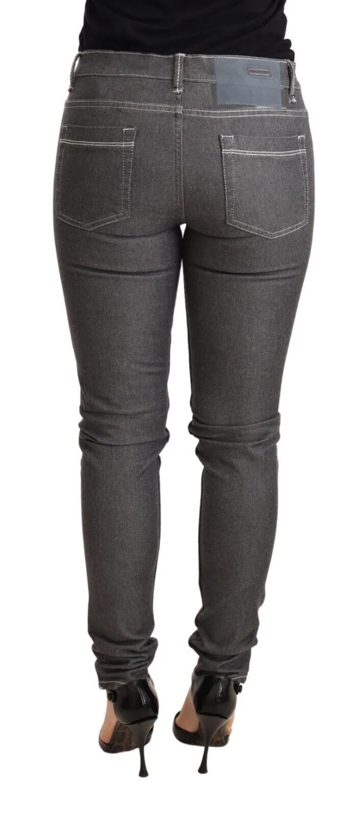 Acht Elegant Gray Mid Waist Skinny Jeans