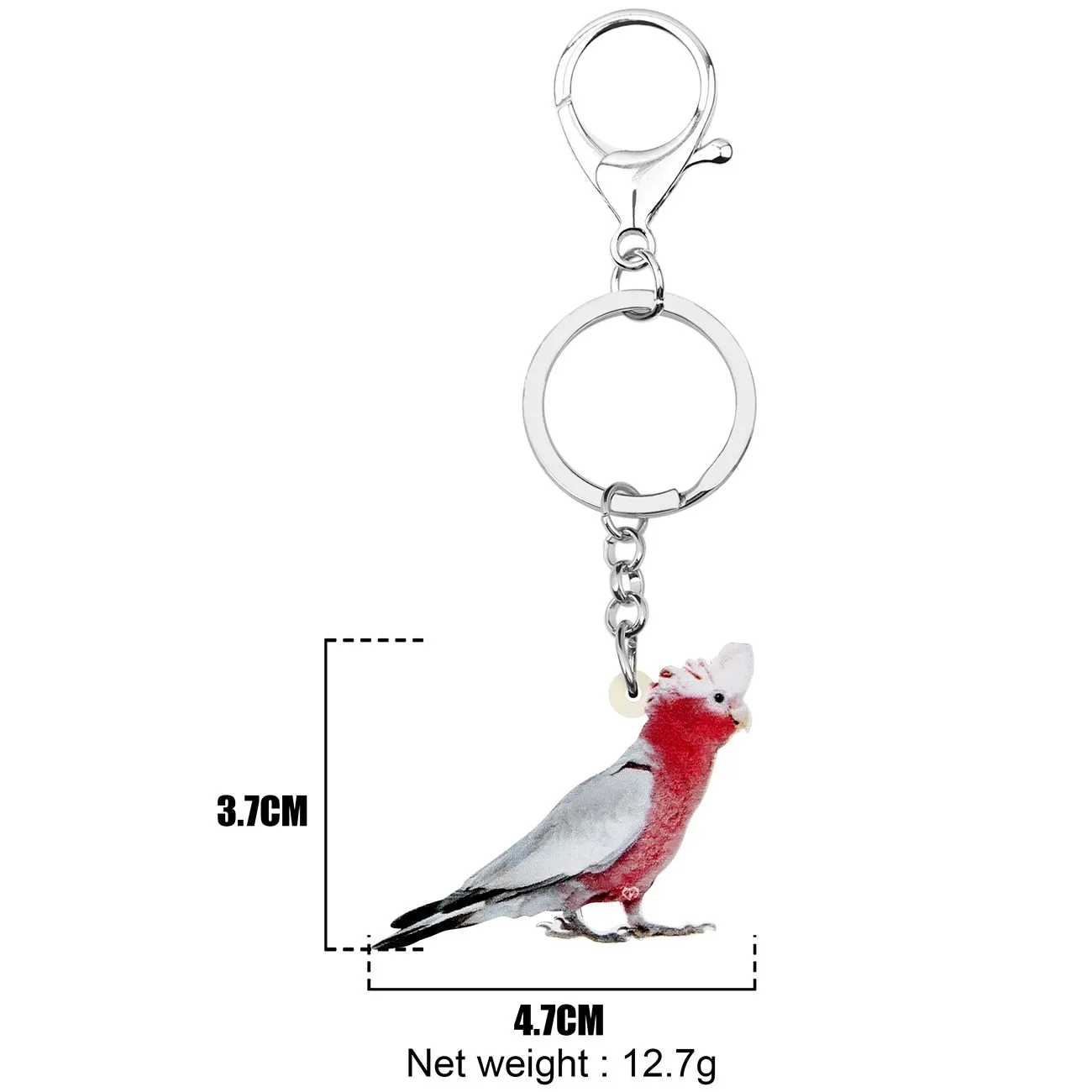 Acrylic Flying Major Mitchell's Cockatoo Bird Animal Keychains Jewelry