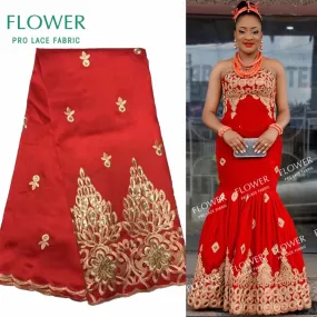 African George Lace Indian Design Red For Nigerian Wedding Dress