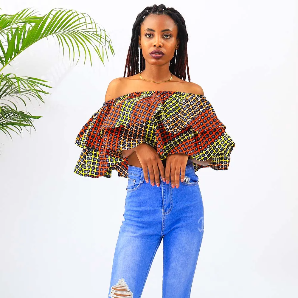 African Print Shirt for Women Kente Traditional Top