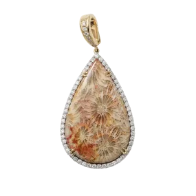 Agatized Coral Teardrop Pendant