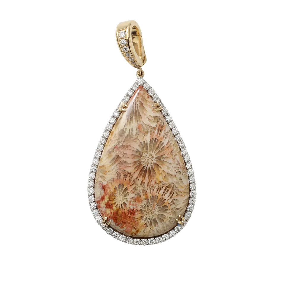 Agatized Coral Teardrop Pendant