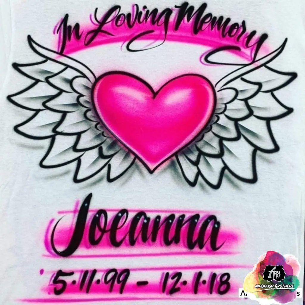 Airbrush Winged Heart Shirt Design