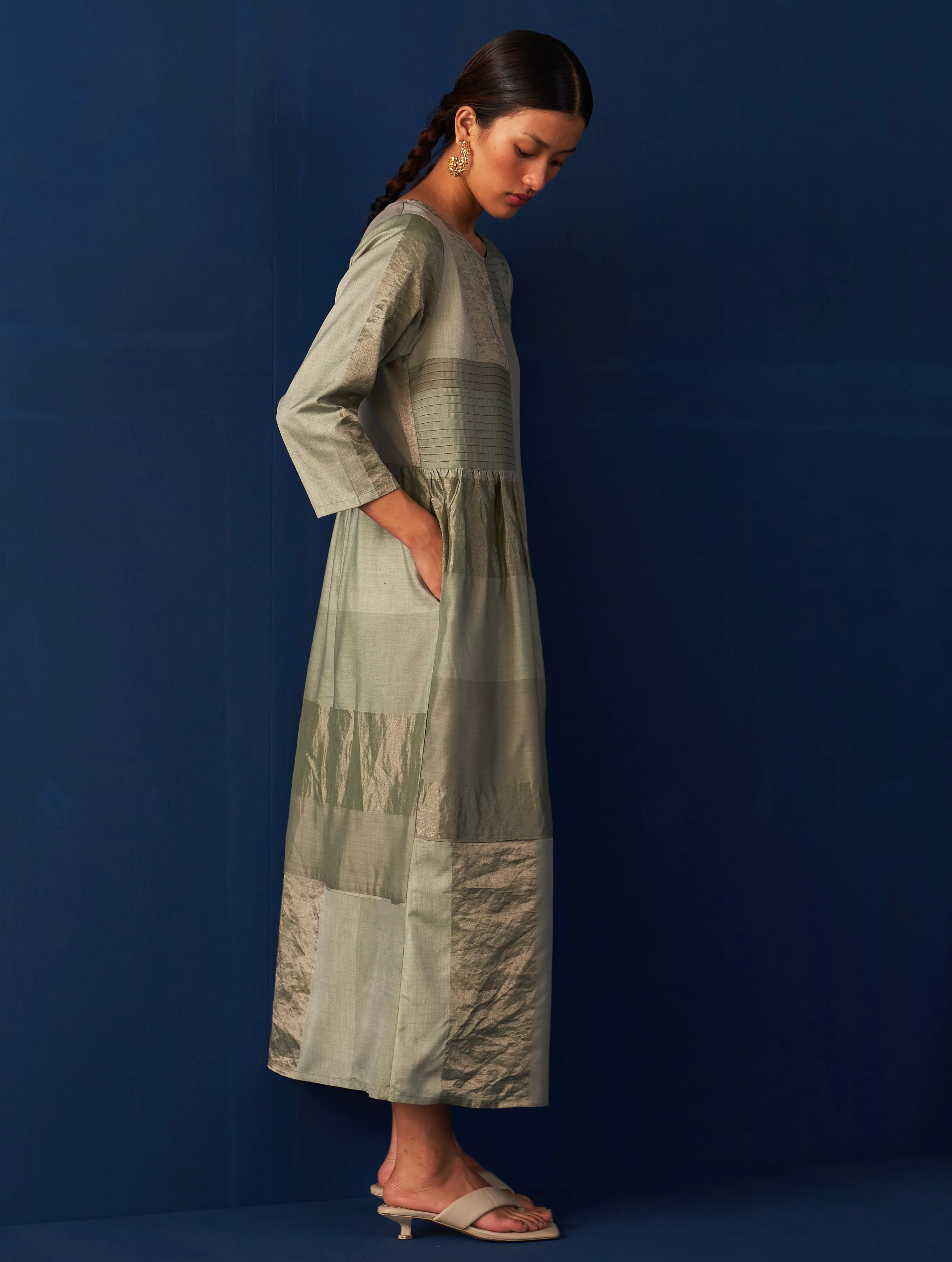 Aisha Silk Dress - Sage Grey