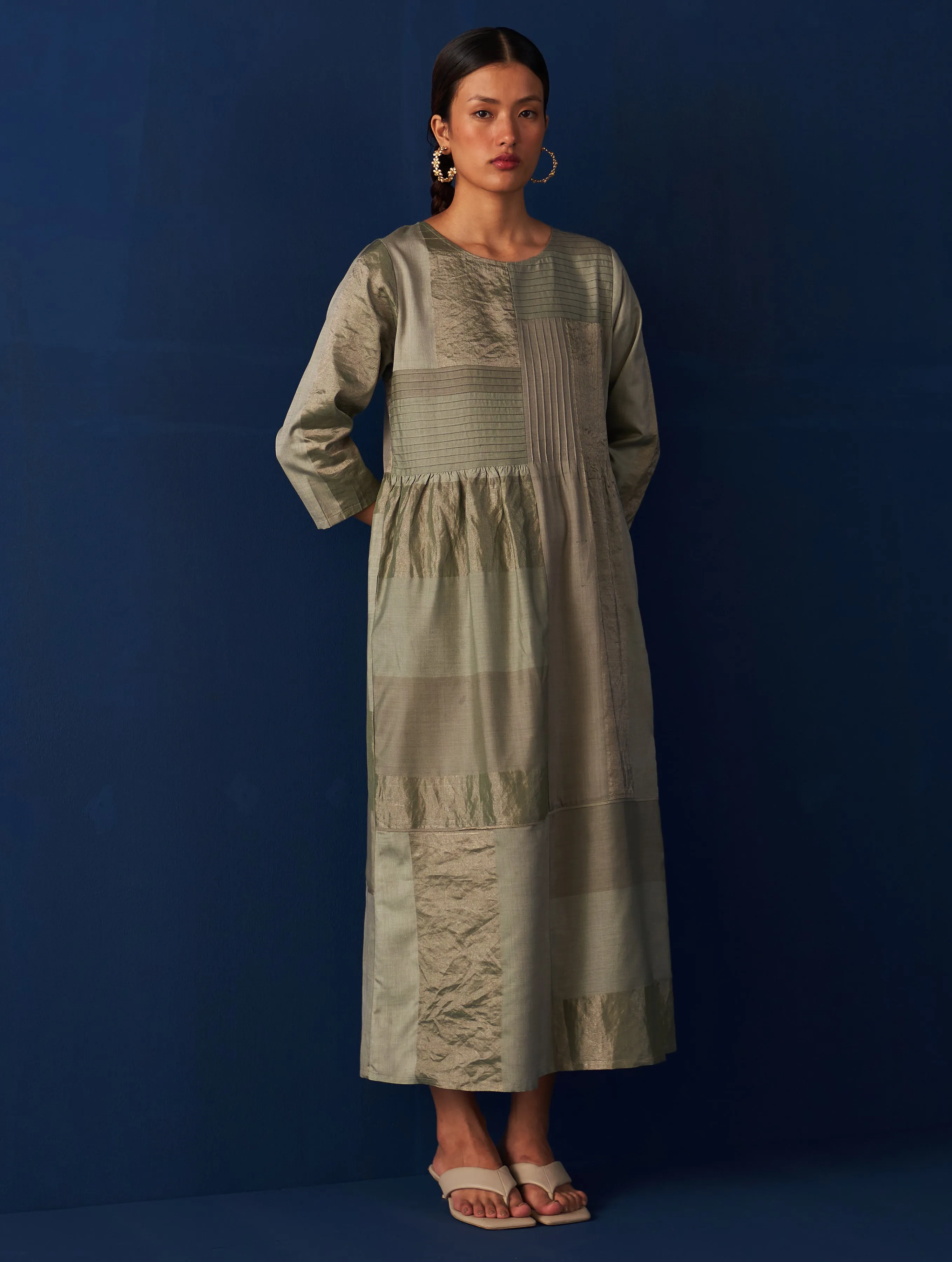 Aisha Silk Dress - Sage Grey