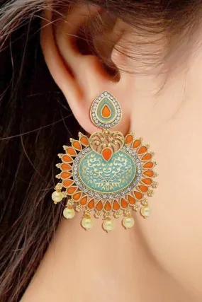 Alloy Chandbali Earring in Orange