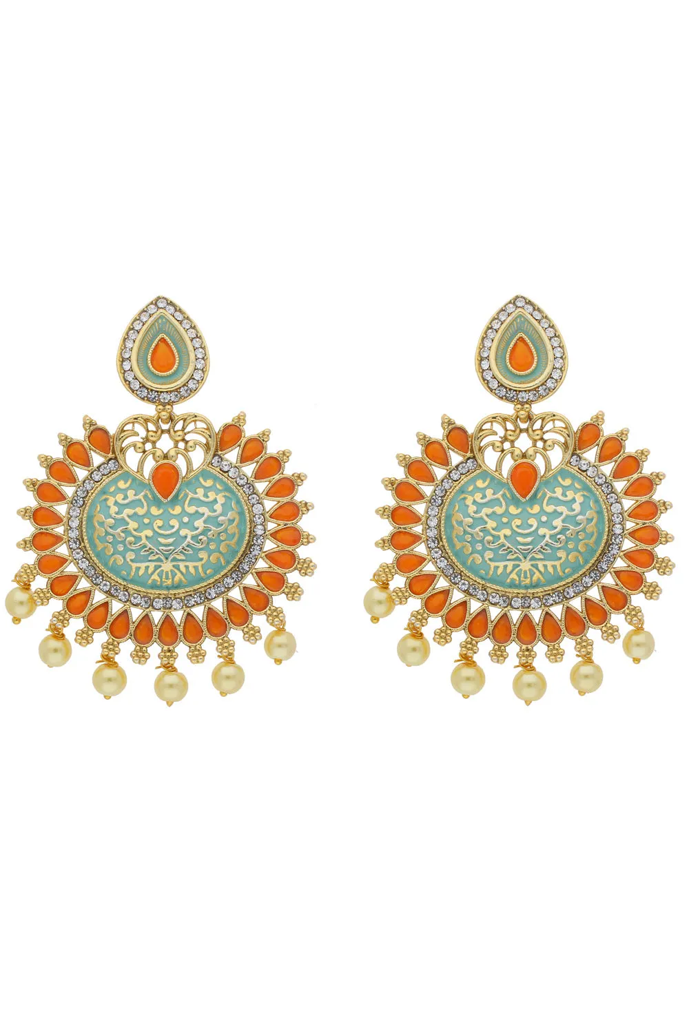 Alloy Chandbali Earring in Orange