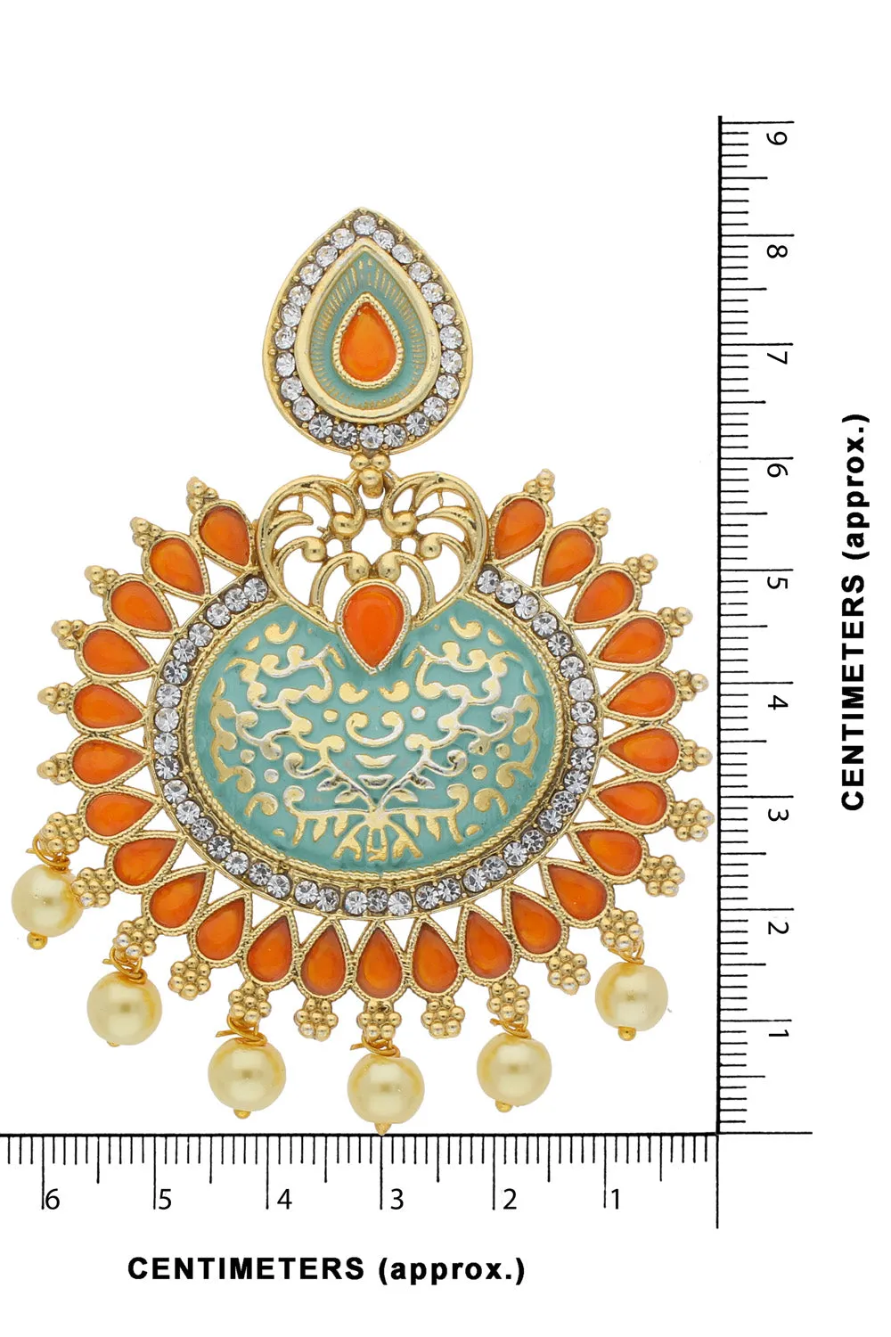 Alloy Chandbali Earring in Orange