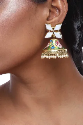 Alloy Jhumka Dangling Earrings in Multi