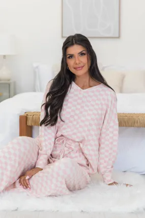 Angelic Aura Pink Checkered Pajama Top DOORBUSTER