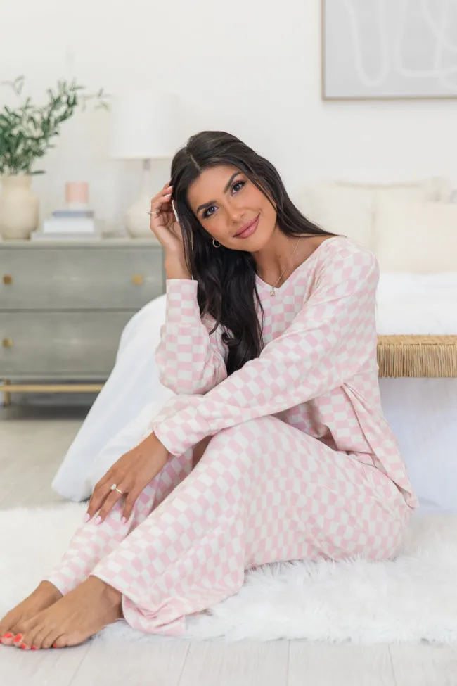 Angelic Aura Pink Checkered Pajama Top DOORBUSTER