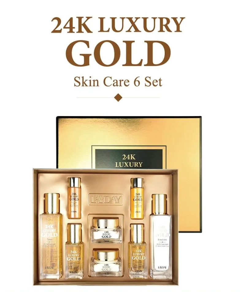 ANJO LAYDAY 24K Luxury Gold 6 Set Facial Skincare Anti Aging Moisture Wrinkles