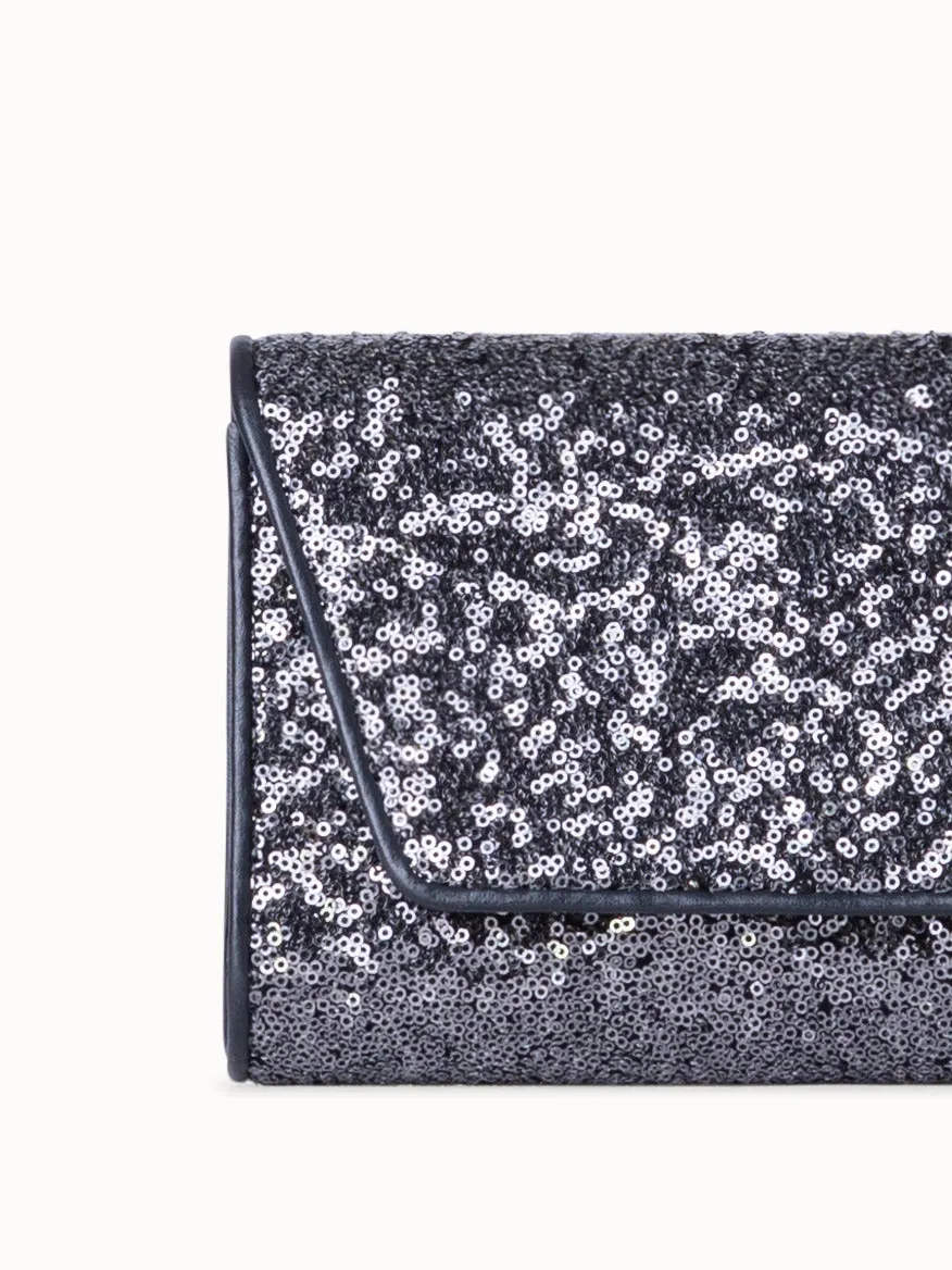 Anouk Mini Clutch aus Leder mit Pailletten