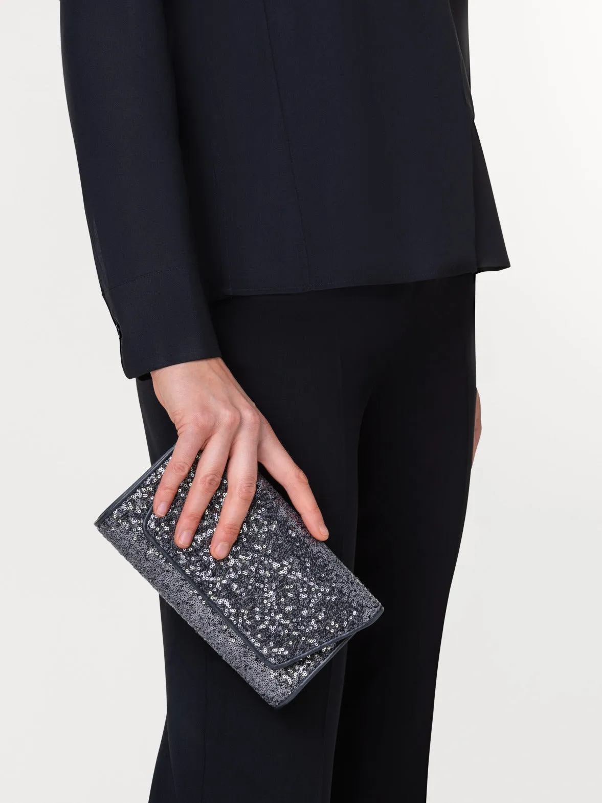 Anouk Mini Clutch aus Leder mit Pailletten