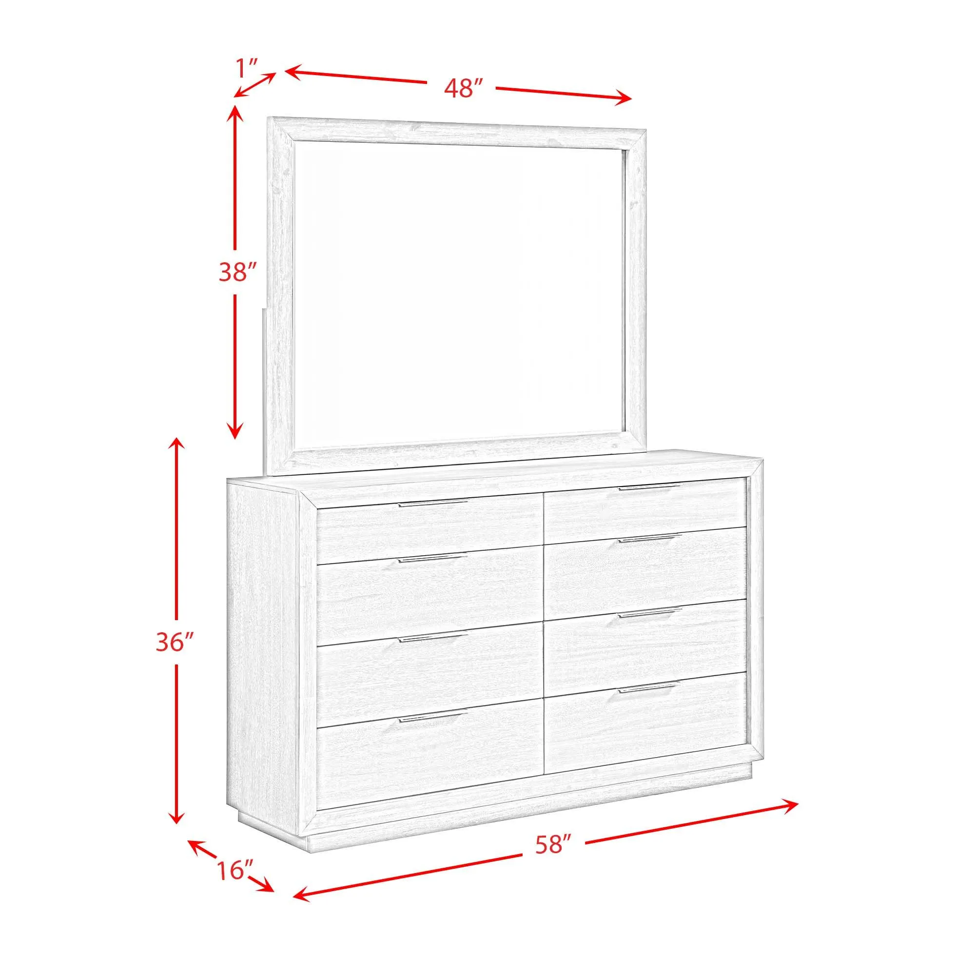 Arcadia - Dresser & Mirror Set - Grey