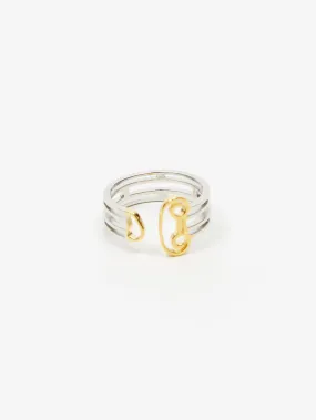 Aries Column Ring - Silver/Gold