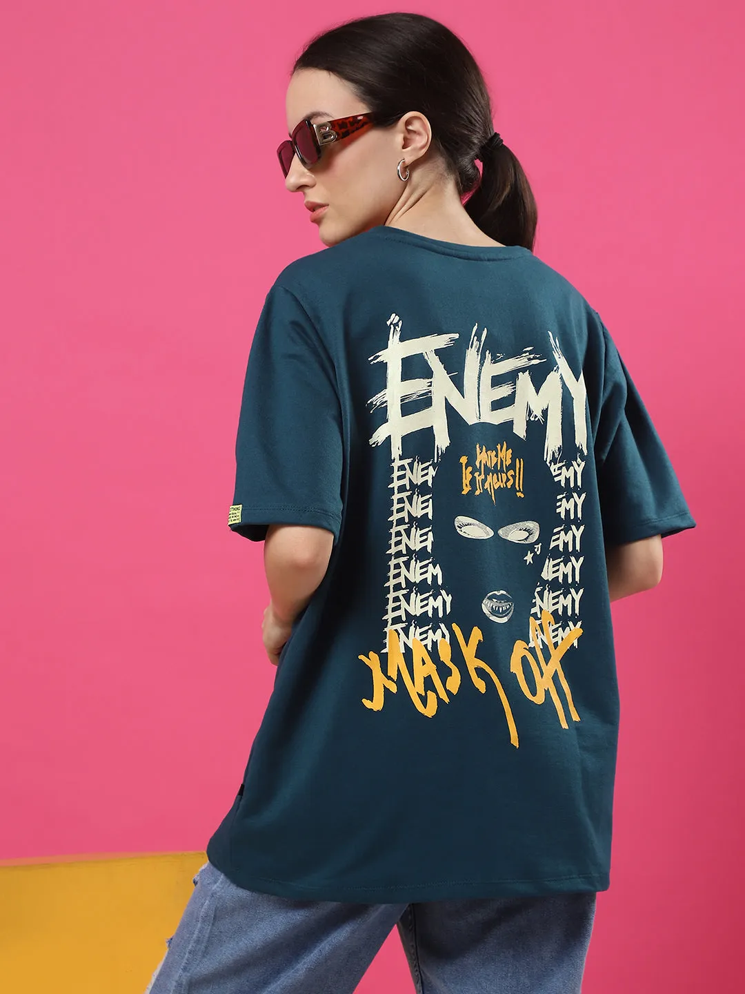 Artistic Puff Print Oversized Terry T-Shirt