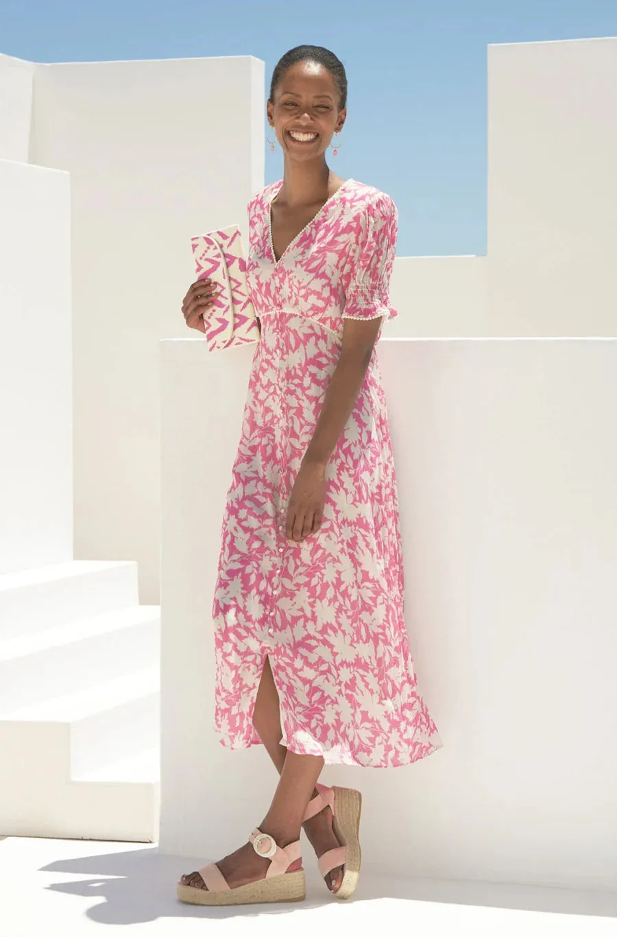 ASPIGA SALLY ANNE TEA DRESS PINK WHITE