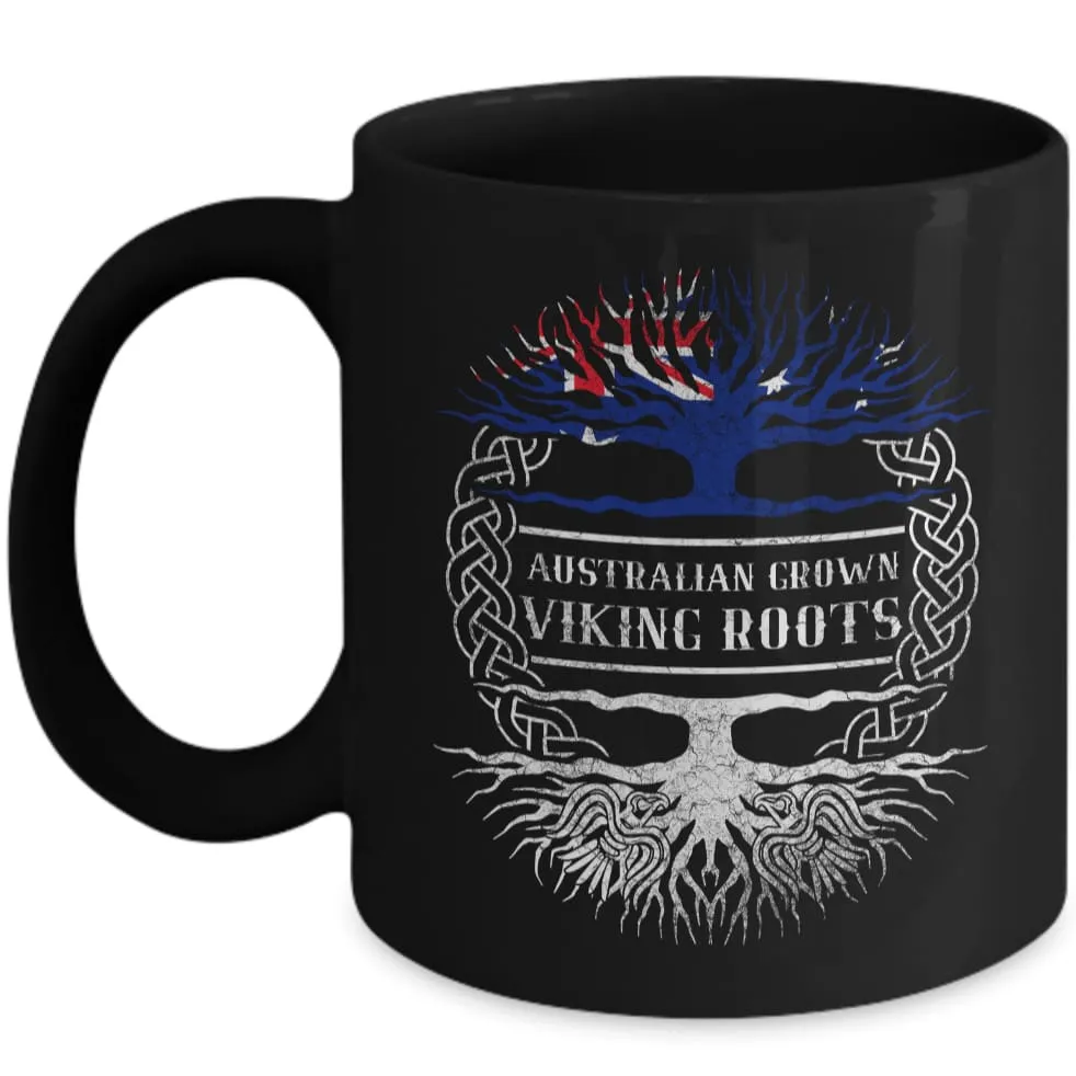 Australian Grown Viking Roots Black Mug