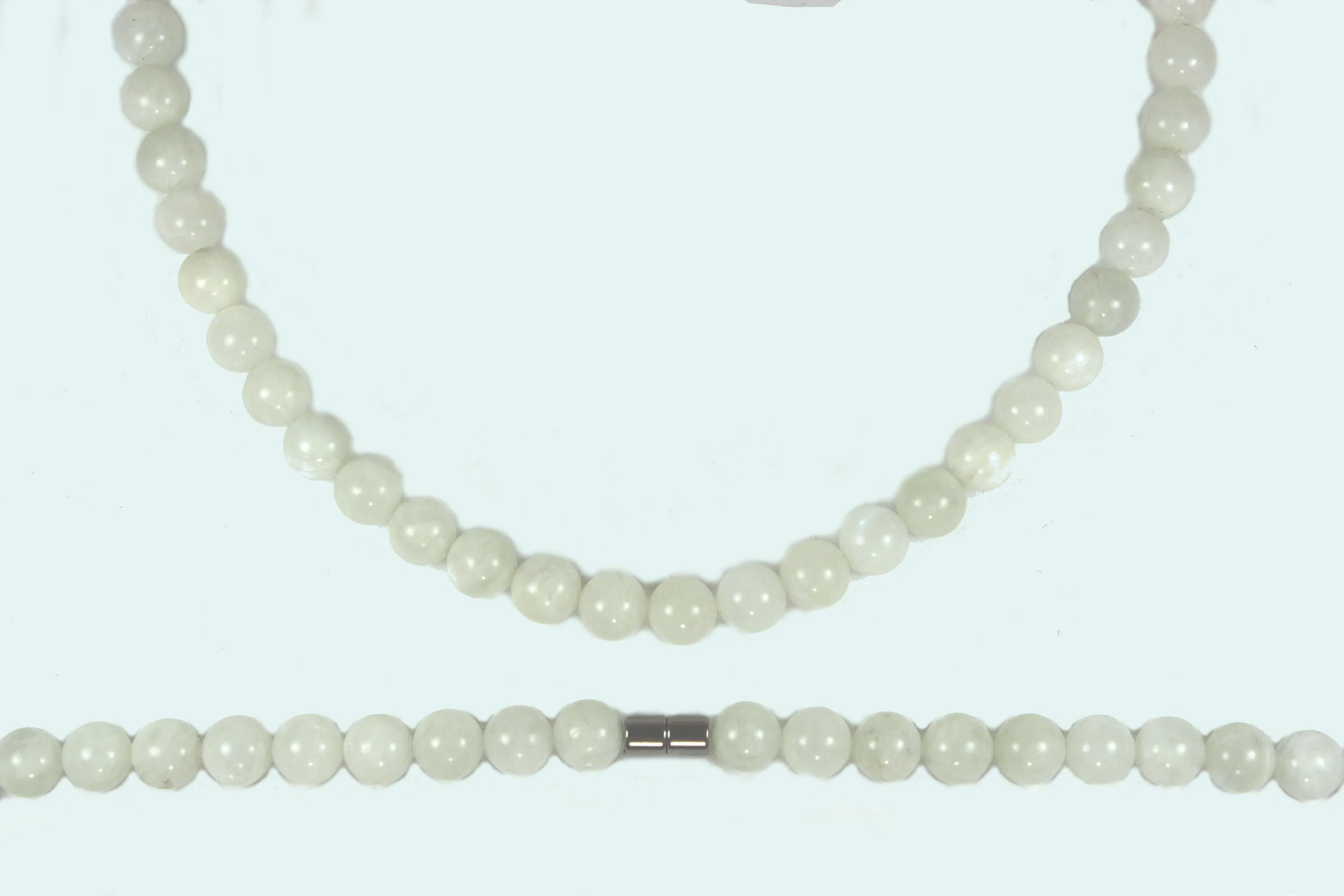 Authentic Moonstone Necklace - Beaded Gemstone Choker for Men/Women 8mm Genuine Moonstone Crystal Beads