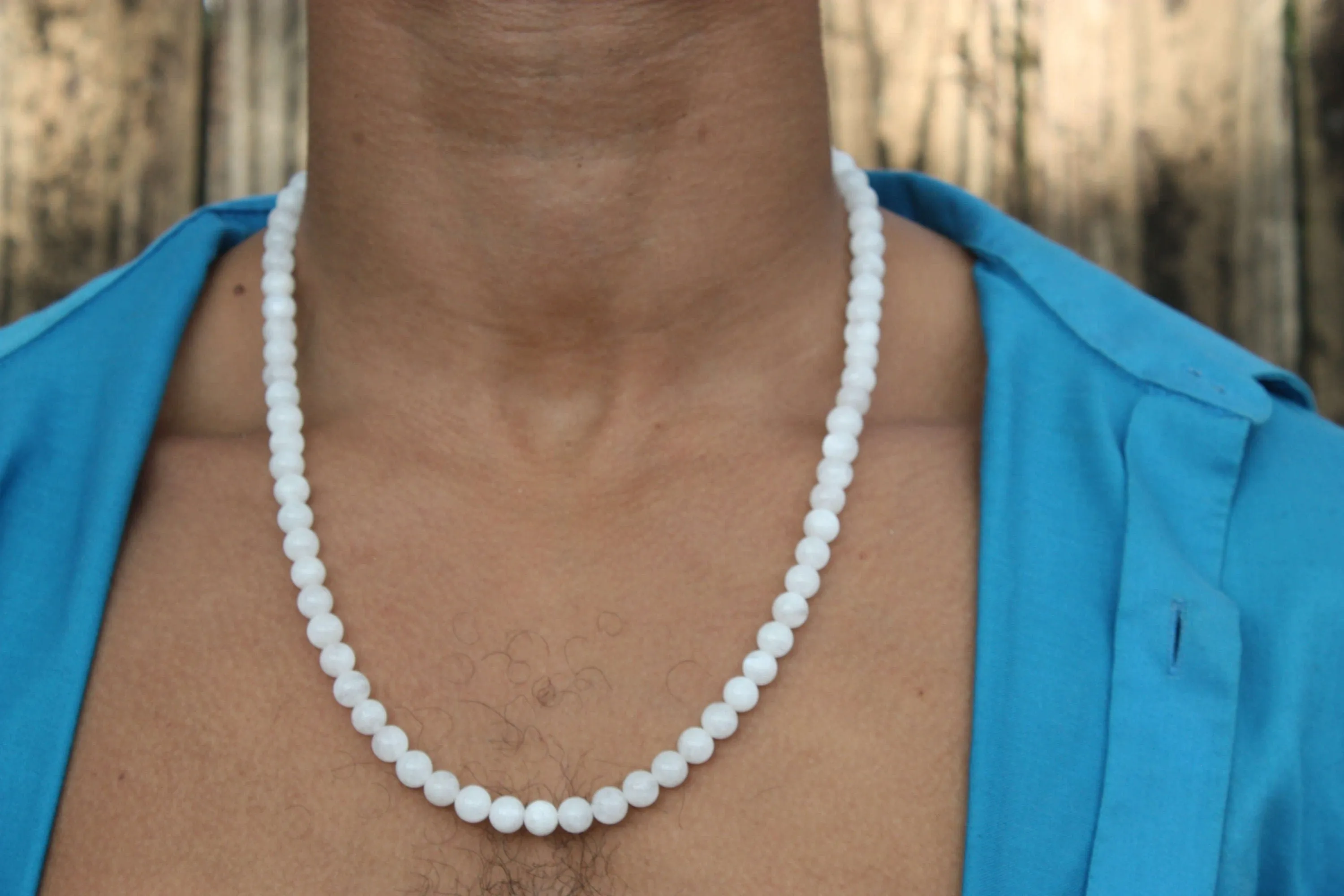 Authentic Moonstone Necklace - Beaded Gemstone Choker for Men/Women 8mm Genuine Moonstone Crystal Beads