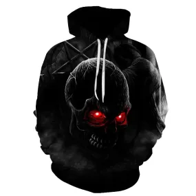 Autumn Winter Fashion Men/women Hoodies Red eyes Skull head Hooded Hoody Sweatshirt 3D lovely Tracksuits