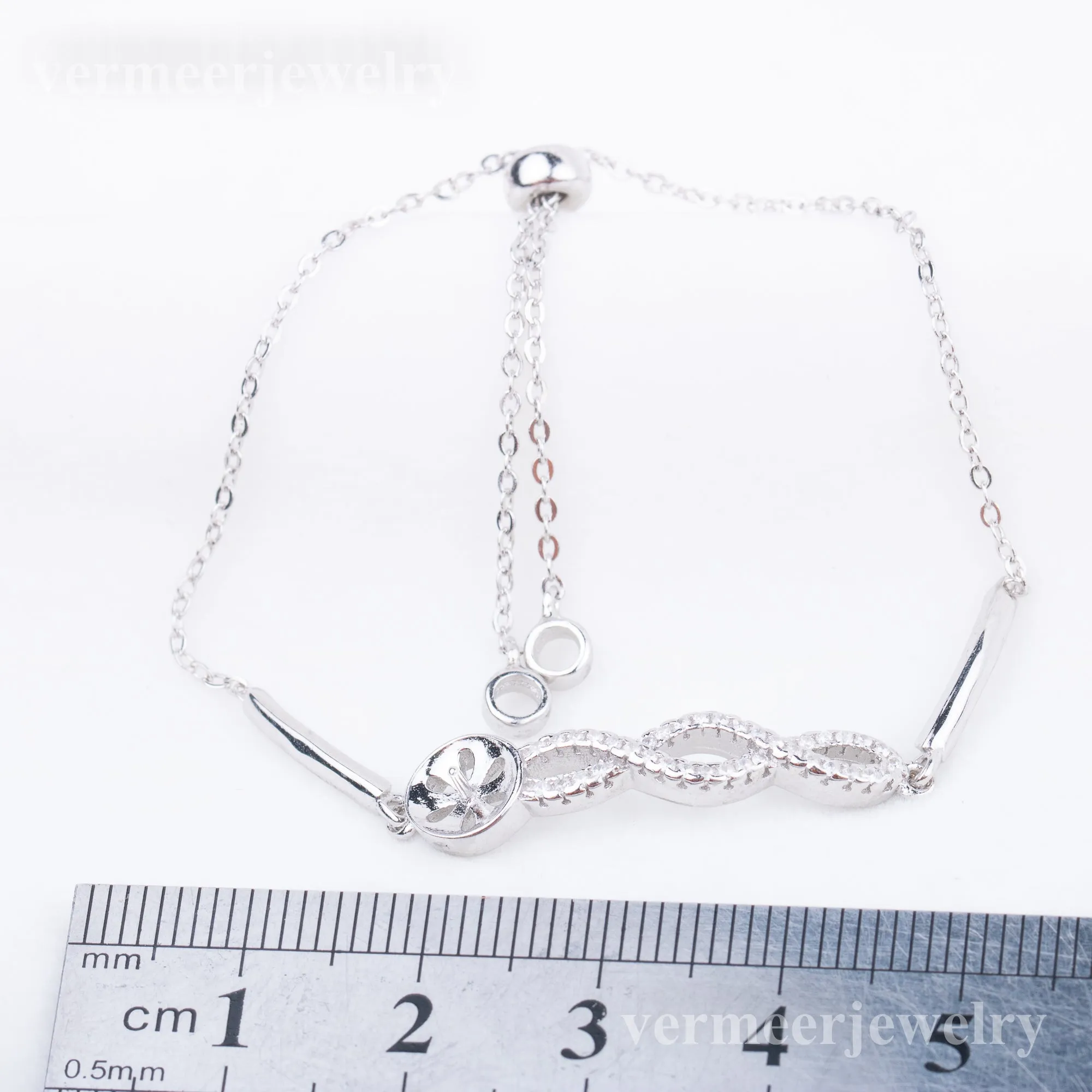 b010199 DIY 7-8mm Natural Freshwater pearl bracelet accessory 925 sterling silver adjustable chain bracelet for women